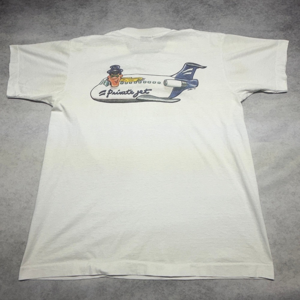 Vintage 90s Private Jet 1992 SINGLE STITCH Screen Stars T-Shirt White Large